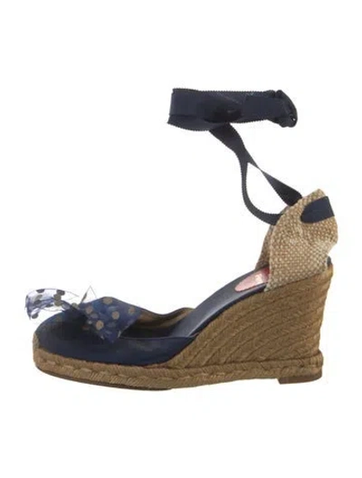 Pre-owned Christian Louboutin Bow Accents Espadrilles In Blue