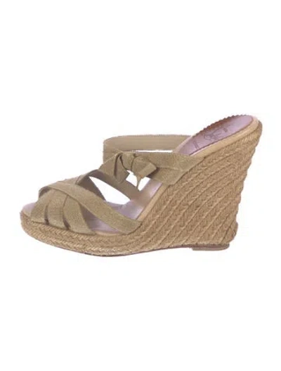 Pre-owned Christian Louboutin Bow Accents Espadrilles In Brown