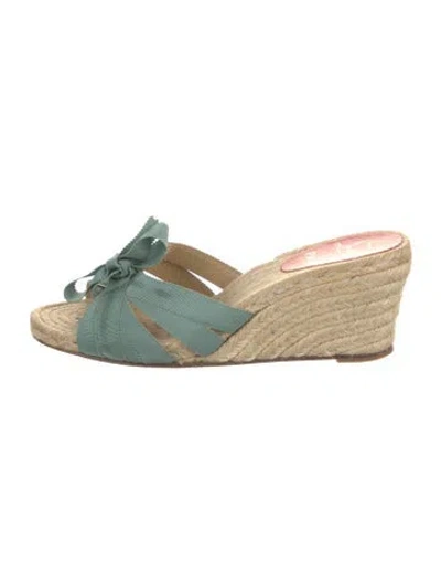 Pre-owned Christian Louboutin Bow Accents Espadrilles In Green
