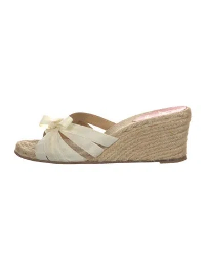 Pre-owned Christian Louboutin Bow Accents Espadrilles In Neutrals