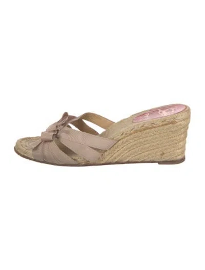 Pre-owned Christian Louboutin Bow Accents Espadrilles In Neutrals