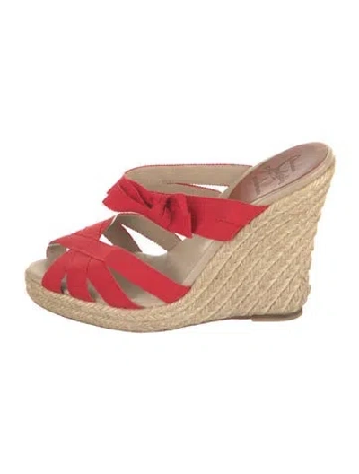 Pre-owned Christian Louboutin Bow Accents Espadrilles In Red
