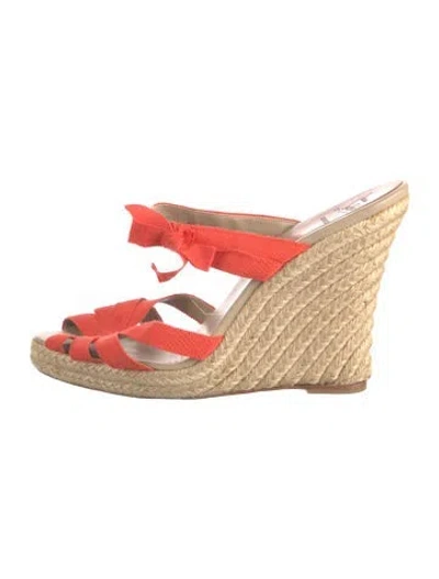 Pre-owned Christian Louboutin Bow Accents Espadrilles In Red