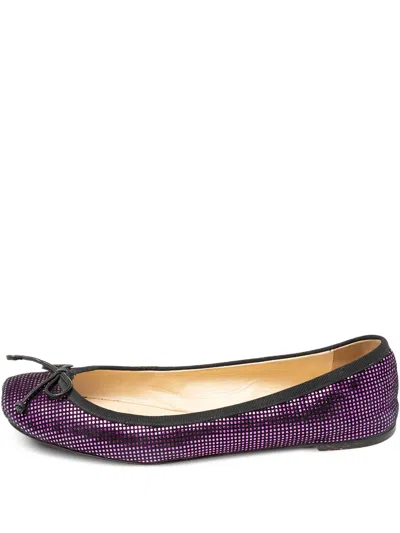 Pre-owned Christian Louboutin Bow-detailed Ballet Flats