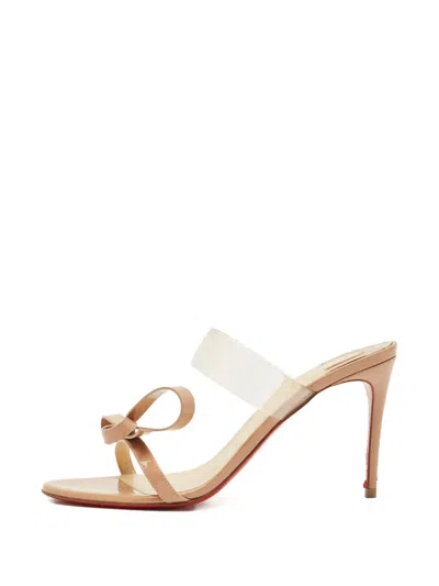 Pre-owned Christian Louboutin Bow Leather Sandals In White