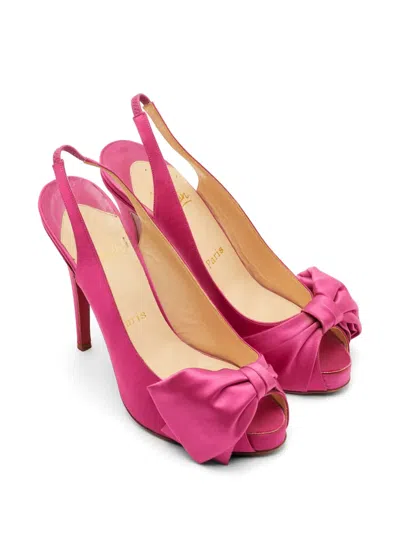 Pre-owned Christian Louboutin Bow-detail Platform Sandals In Pink