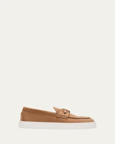 Christian Louboutin Boy's Chambelikid Nubuck Leather Boat Shoes, Toddler/kids In Neutral