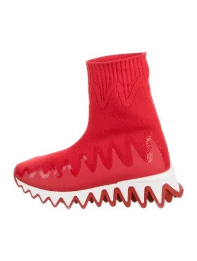 Pre-owned Christian Louboutin Kids' Boy's High Top Sneakers W/tags In Red