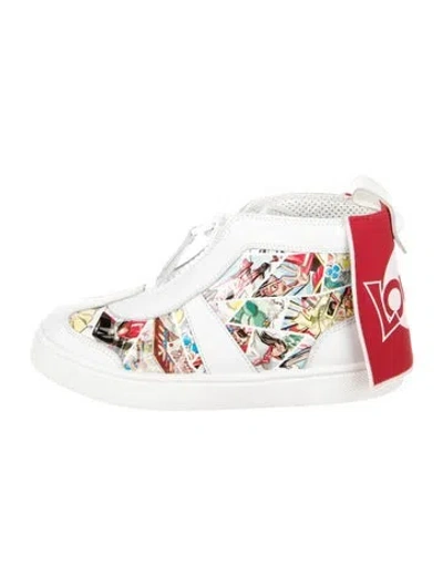 Pre-owned Christian Louboutin Babies' Boys' Comic Print Super Loubi High Top Sneakers In White