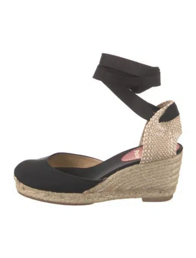 Pre-owned Christian Louboutin Braided Accents Espadrilles In Black