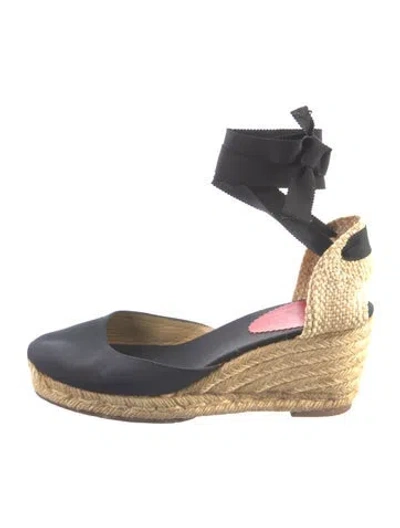 Pre-owned Christian Louboutin Braided Accents Espadrilles In Black