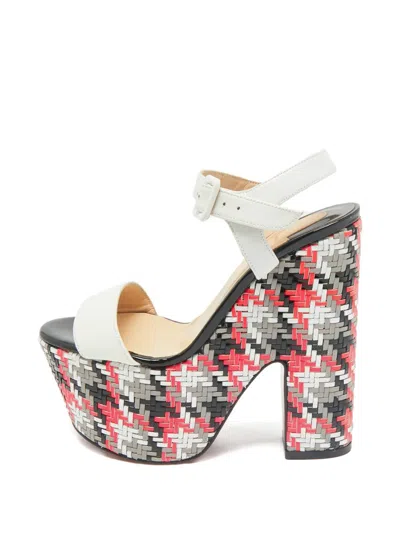 Pre-owned Christian Louboutin Braided Leather Platform Sandals In White