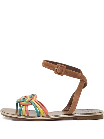 Pre-owned Christian Louboutin Braided Suede Sandals In Brown