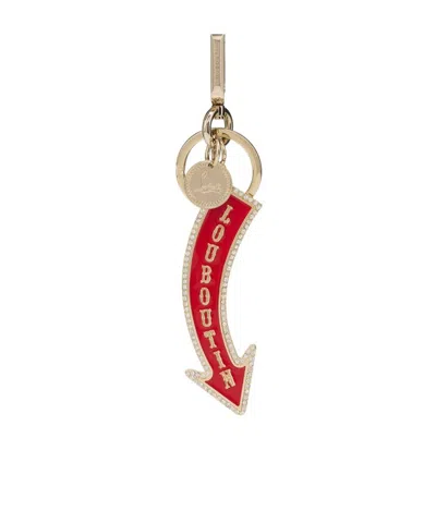 Christian Louboutin Brand Logo Keychain In Gold