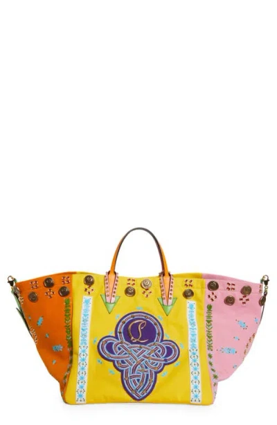 Christian Louboutin Breizcaba Large Canvas Tote In J625 Multi/ Multi/ Multi