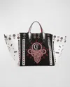 Christian Louboutin Breizcaba Large Tote In Canvas In Black/white