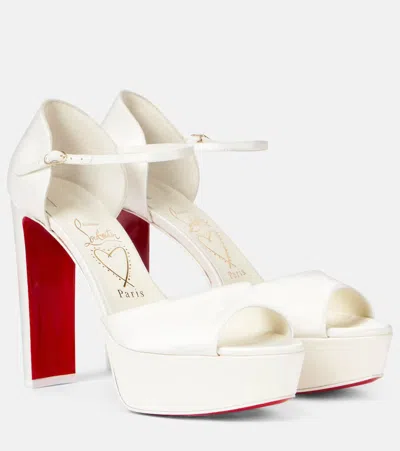 Christian Louboutin Bridal Sandaloo 130 Crepe Satin Sandals In White