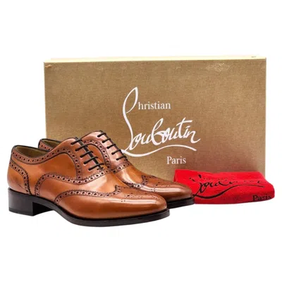 Pre-owned Christian Louboutin Brogue Leather Oxford Shoes Brown Eu 39 Us 6 - Nwb