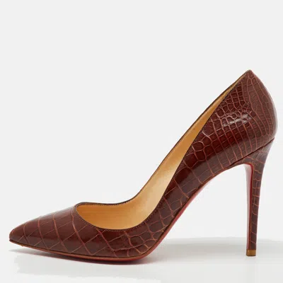 Pre-owned Christian Louboutin Brown Crocodile Leather Pigalle Pumps Size 39
