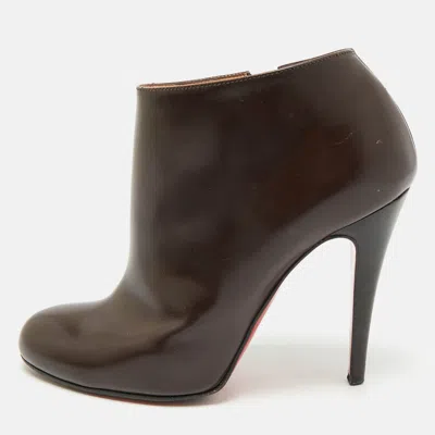 Pre-owned Christian Louboutin Brown Leather Bellissima Ankle Booties Size 38