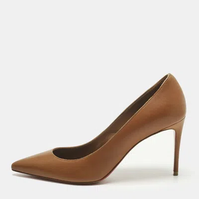 Pre-owned Christian Louboutin Brown Leather Kate Pumps Size 37