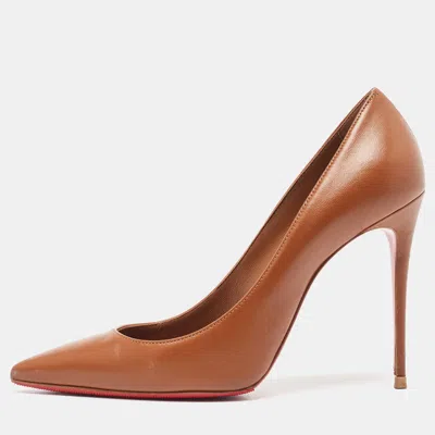 Pre-owned Christian Louboutin Brown Leather Kate Pumps Size 39