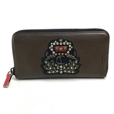 Pre-owned Christian Louboutin Brown Leather Long Wallet (bi-fold) ()