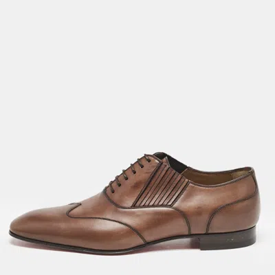 Pre-owned Christian Louboutin Brown Leather My Amor W Oxfords Size 42