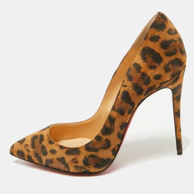 Pre-owned Christian Louboutin Brown Suede Leopard Print So Kate Pumps Size 37.5
