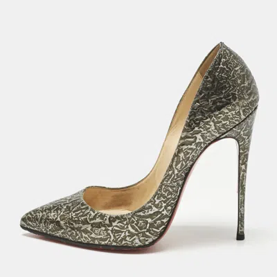 Pre-owned Christian Louboutin Brown Texture Leather Pigalle Follies Pumps Size 38