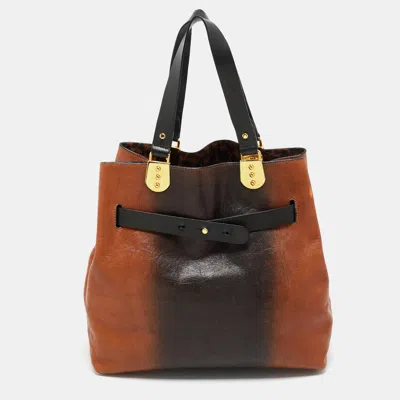 Pre-owned Christian Louboutin Brown/black Leather Sybil Tote