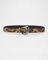 Christian Louboutin Bubble Bengali-print Leather Belt In Brown