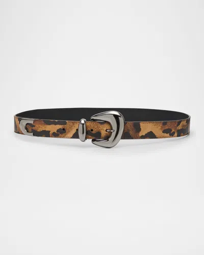 Christian Louboutin Bubble Bengali-print Leather Belt In Brown