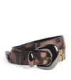 Christian Louboutin Bubble Calfskin Leopard Belt In Brown