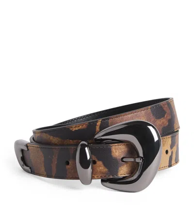 Christian Louboutin Bubble Calfskin Leopard Belt In Red