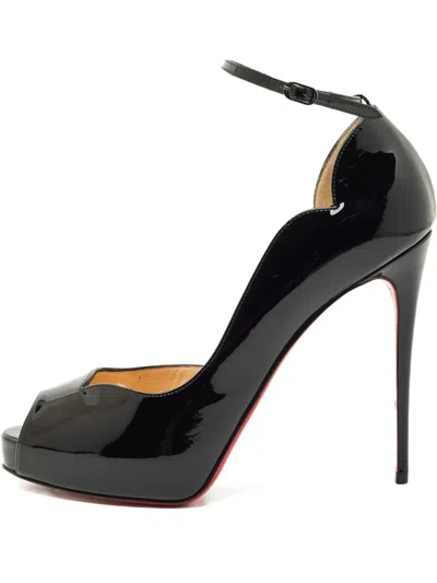Pre-owned Christian Louboutin Buckle-strap Patent Leather Pumps In Black