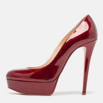 Pre-owned Christian Louboutin Burgundy Patent Leather Bianca Pumps Size 38.5