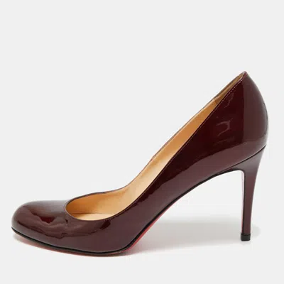 Pre-owned Christian Louboutin Burgundy Patent Leather New Simple Pumps Size 41