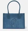 Christian Louboutin By My Side E/w Large Denim Tote Bag In Blue