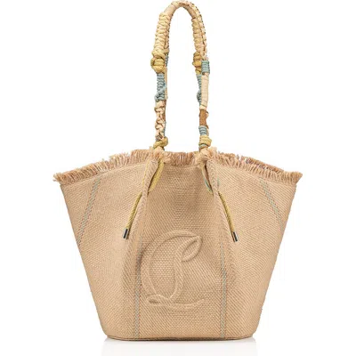 Christian Louboutin By My Side Jute Shopper Tote Bag In 6040 Natural Mineral/multi