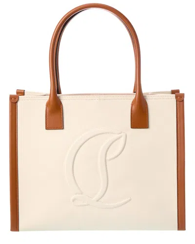 Christian Louboutin By My Side Large Canvas & Leather Tote In White