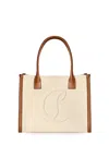 Christian Louboutin Elegant Canvas And Leather Large Tote Bag 31x38.5x19 Cm In Tan