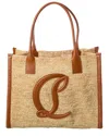 Christian Louboutin Womens By My Side Mini Raffia And Leather Large Tote Bag Natural In Brown