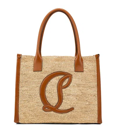 Christian Louboutin By My Side Large Raffia Tote Bag In Natural/ Cuoio/ Cuoio