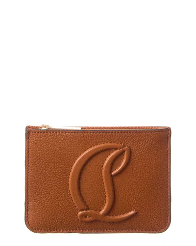 Christian Louboutin By My Side Leather Card Case In Brown