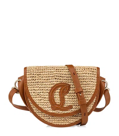 Christian Louboutin By My Side Leather-raffia Shoulder Bag In Multi