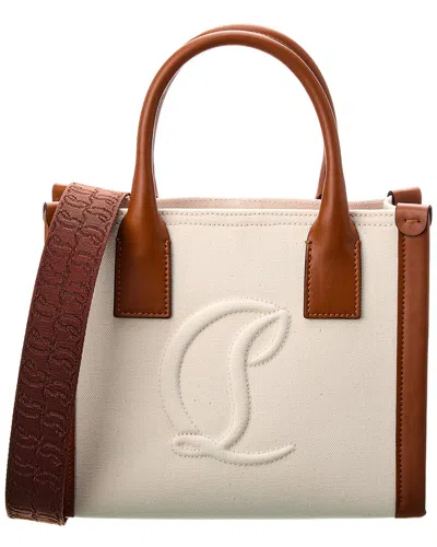 Christian Louboutin By My Side Mini Canvas & Leather Tote In Beige
