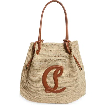 Christian Louboutin By My Side Monogram Raffia Tote In Natural/cuoio