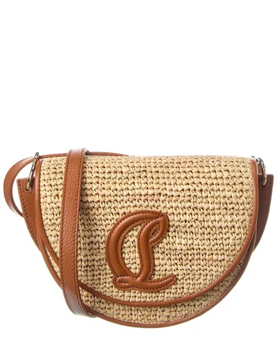 Christian Louboutin By My Side Raffia & Leather Shoulder Bag In Brown