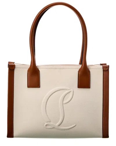 Christian Louboutin By My Side Small Canvas & Leather Tote In Brown